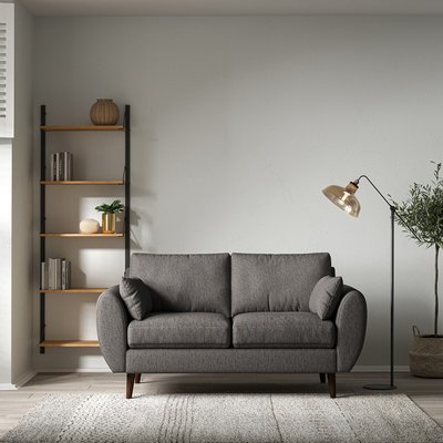 Ada Scandi Soft Woven 2 Seater Sofa with Dark Wood Legs ÉDITÉ