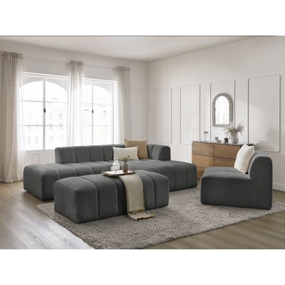 Canapé modulable 5 places en tissu bouclette, ANNECY BOBOCHIC