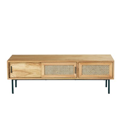 Meuble TV en bois massif et cannage 140  AUBIN BERAH GETAH