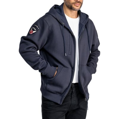 Sweat zippé en coton mélangé bleu marine muni d'une capuche à coupe droite DAYTONA