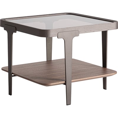 Table basse en bois de frêne et verre RECOLLECTION