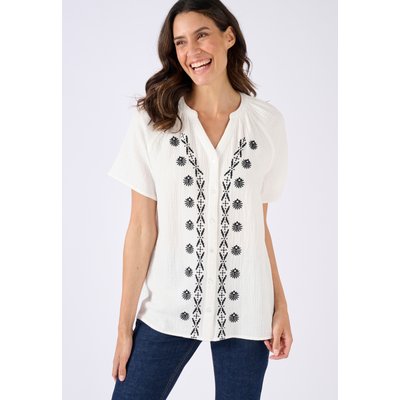 Blouse brodée en gaze de coton biologique DAMART