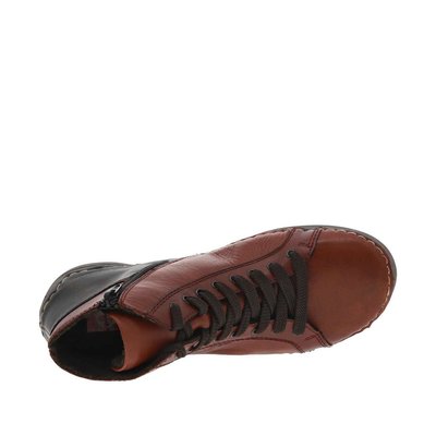 Baskets montantes rouge, fourrées, à semelle antistress, zip et lacets plats RIEKER