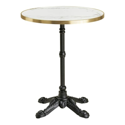 Table bistrot ronde effet marbre blanc pied fonte Ø60 cm TORANO PIER IMPORT