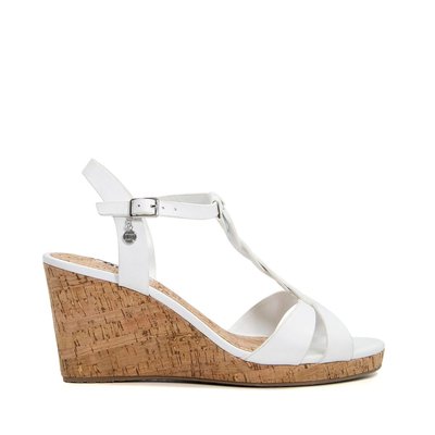 Sandales style Salomé à bride tressée et talon compensé en liège coupe large - Wide Fit KOALA DUNE LONDON