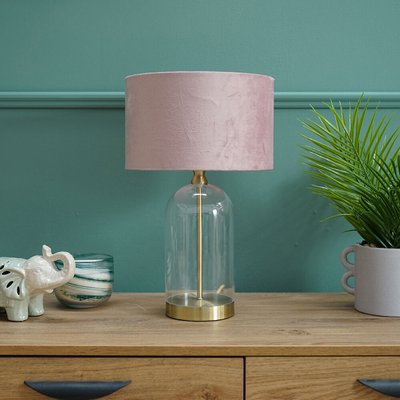 Gold Glass Table Lamp with Velvet Shade SO'HOME