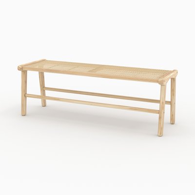 Banc 120 cm en bois de teck et cannage - KUNA RENDEZ-VOUS DÉCO