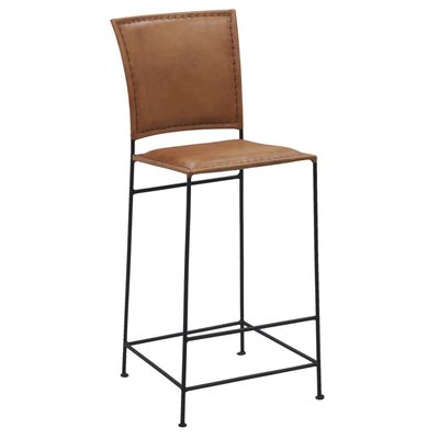 Tabouret de bar en cuir de chèvre et métal AUBRY GASPARD
