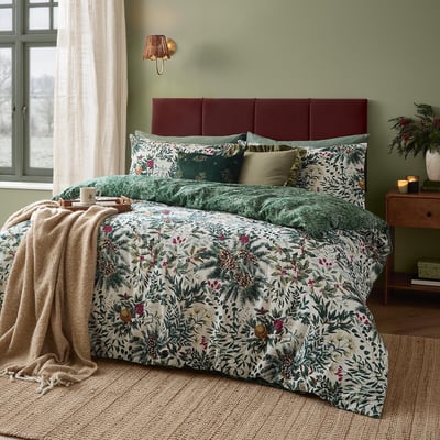 Winter Foliage Reversible Brushed Cotton Duvet Cover and Pillowcase Set WYLDER
