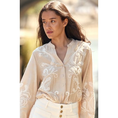 Blouse manches longues col v imprimé broderie BEYTA LA PETITE ETOILE