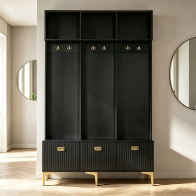 Vestiaire d'entrée avec banc et rangement, PORTER-C MEUBLES COSY