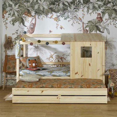 Lit cabane gigogne Bois massif  ALMA AKITEN RETAIL
