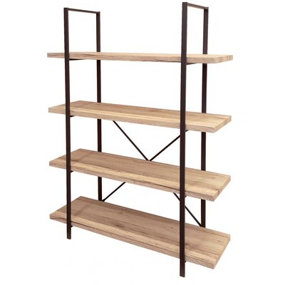 Étagère Bois MDF et Métal Noir 4 Étages - Hauteur 140cm WADIGA