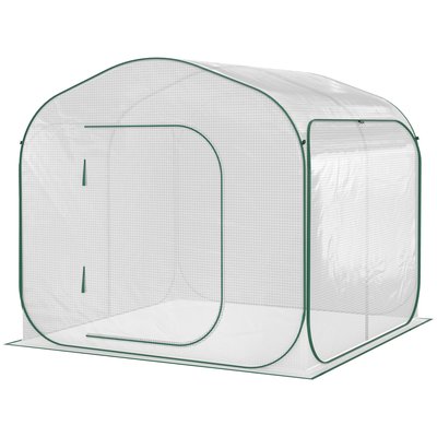 Serre de jardin pop-up porte zippée enroulable sac transport PE blanc vert OUTSUNNY