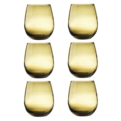 Lot 6 gobelets 30 cl en verre recyclé soufflés bouche - NOUR MEDARD DE NOBLAT