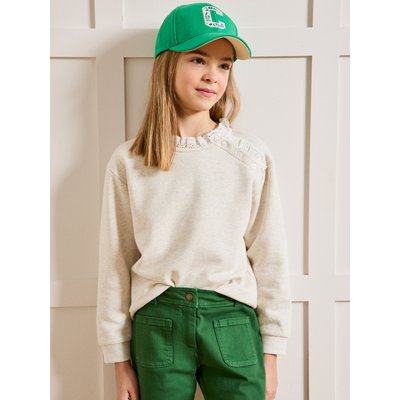 Sweat avec broderie anglaise en coton biologique CYRILLUS