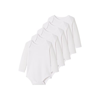Lot de 5 bodies manches longues ouverture US BASICS VERTBAUDET