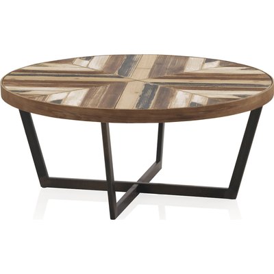 Table basse bois recyclé et métal style industriel chaleureux RECOLLECTION