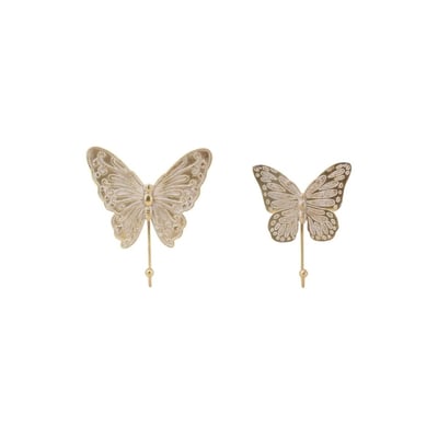 Set de 2 patères papillons dorés ORNAMI