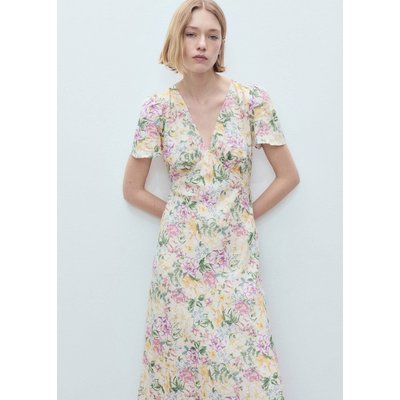 Robe en lin à fleurs MANGO