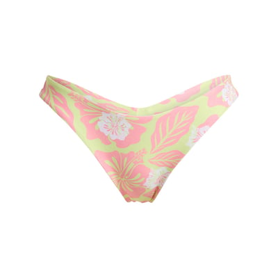 Bas de maillot de bain culotte bikini réversible HIBISCUS HYPE RV CHEEKY HIGH LEG. ROXY