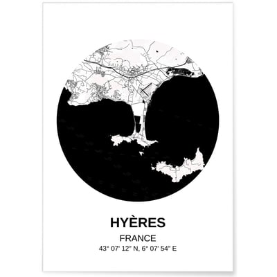 Affiche Carte Hyères L'AFFICHERIE