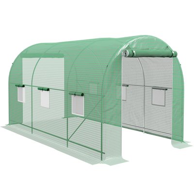 Serre de jardin tunnel grande taille surface sol 8 m² vert OUTSUNNY