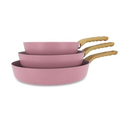 Set de 3 poêles en aluminium recyclé, COLORAMA MENASTYL