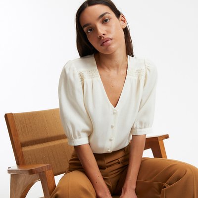Fliessende Bluse, V-Ausschnitt, kurze Ärmel LA REDOUTE COLLECTIONS
