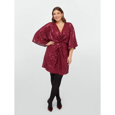 Robe en sequins all over sur tissu georgette bordeaux FIORELLA RUBINO