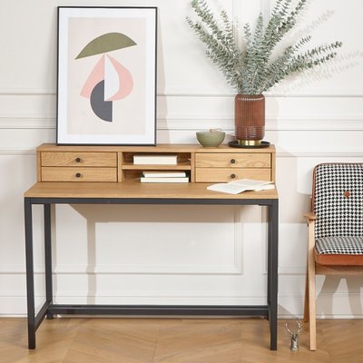 Bureau 4 tiroirs en chêne et métal LALALA ROBIN DES BOIS
