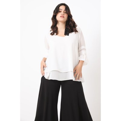 Blouse trapèze superposée en voile unie JEAN-MARC PHILIPPE