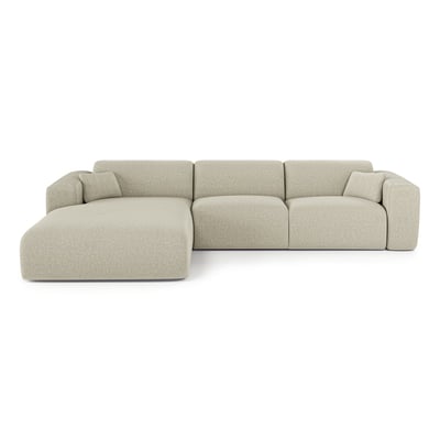 Canapé angle gauche convertible 5 places en tissu tramé MYRA SIA HOME