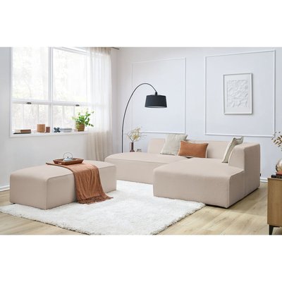 Canapé modulable 5 places en tissu bouclette avec pouf, MEGEVE BOBOCHIC