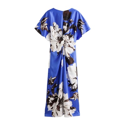 Robe mi-longue en satin à manches courtes NEXT
