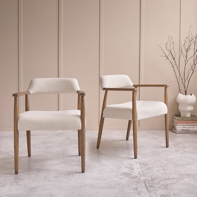 Lot de 2 chaises en chêne massif et tissu bouclette  LUISA BERAH GETAH