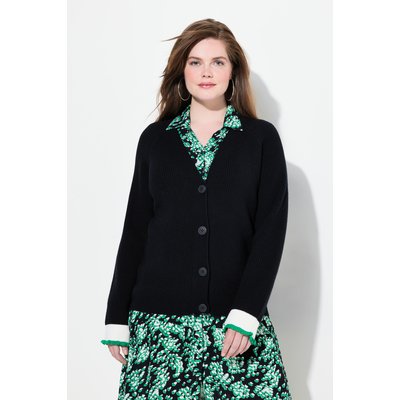 Cardigan col en V, poignets fantaisie ULLA POPKEN