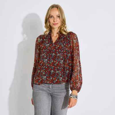 Blouse fluide col V imprimé fleuri GRAIN DE MALICE