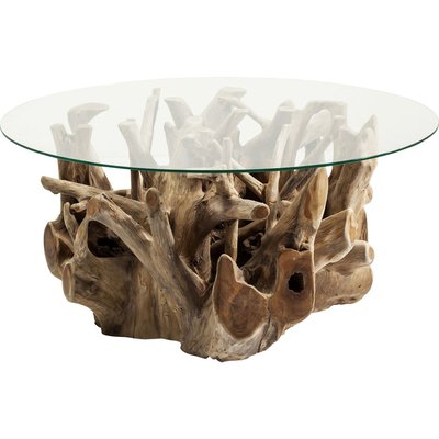 Table basse en bois recyclé et verre, ROOTS KARE DESIGN