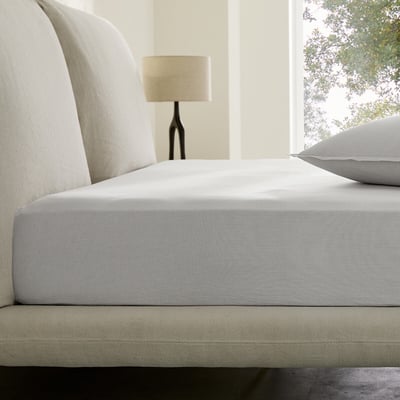 Sabbal Washed Cotton Percale 300 Thread Count Fitted Sheet, Depth 30cm AM.PM