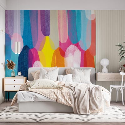 Papier peint panoramique à rayures avec arc-en-ciel abstrait - 85x260 cm (l x h) LA TOUCHE ORIGINALE