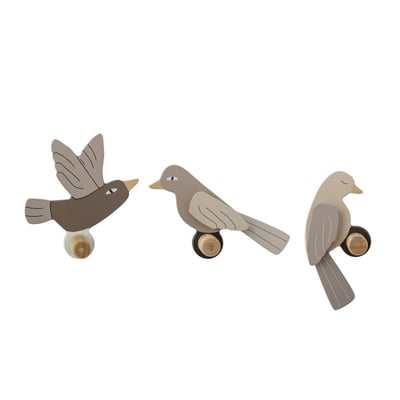 Patères oiseaux bois  LEWI set de 3 BLOOMINGVILLE