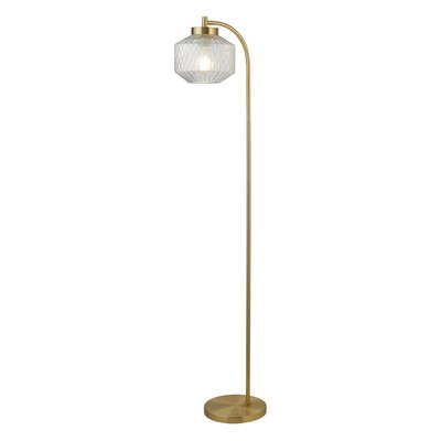 Satin Brass and Textured Glass Floor Lamp SO'HOME