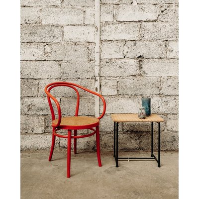 Fauteuil rouge en bois Ernest N°58 - Bon état DEBONGOUT
