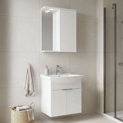 Шкафчик для ванной с раковиной и зеркалом, Purus / Пурус SO'HOME