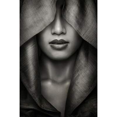 Tableau noir et blanc portrait  Capuche HEXOA