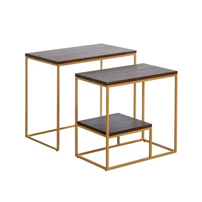 Set de deux consoles en bois de manguier et métal  LÉON MADE IN MEUBLES 