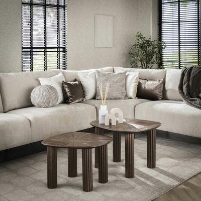 Table basse gigogne en bois de teck forme organique carrée (lot de 2) YOGY PIER IMPORT