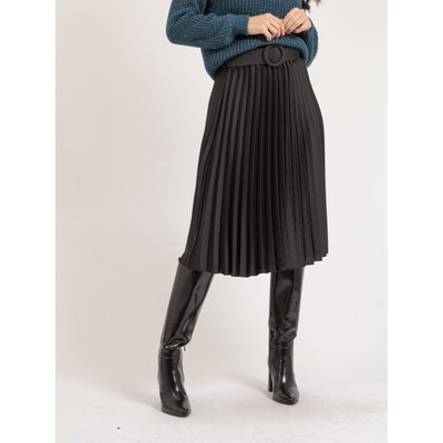 Jupe Mi-longue Plissée Satin Et Ceinture Xolia DONA LISA