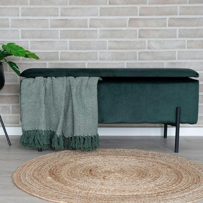 Banc coffre en velours vert BRUGES PIER IMPORT